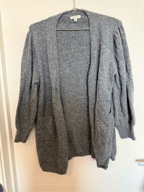 Max Studio Gray Open-Front Knit Cardigan